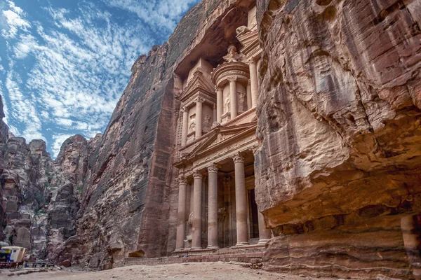 Regard Incroyable Mystique Sur Tombeau Khazneh Tombeau Trésor Petra Jordanie — Photo