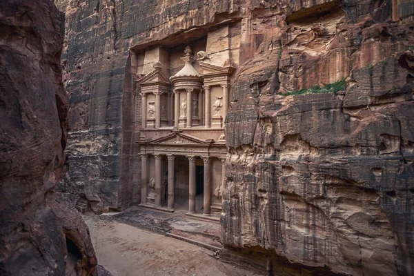 Otrolig Och Mystisk Titt Khazneh Grav Treasury Grav Petra Jordanien — Stockfoto