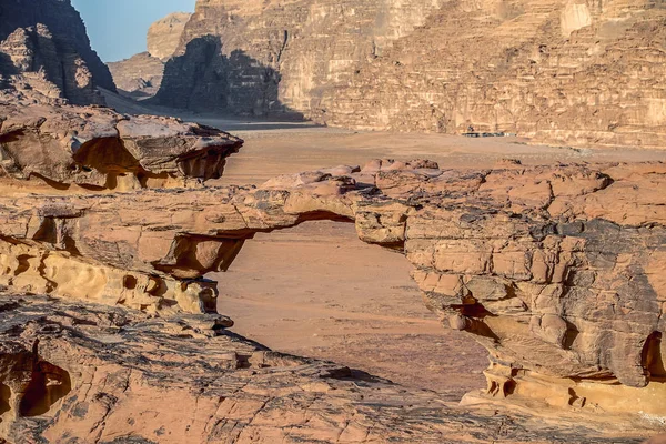 Vista Sobre Little Bridge Increíble Paisaje Lunar Wadi Rum Desierto — Foto de Stock