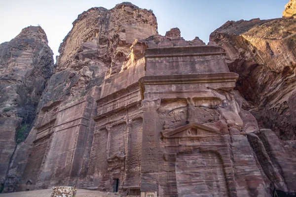 Túmulo Sepulturas Rua Fachadas Petra Novas Sete Maravilhas Mundo Jordânia — Fotografia de Stock