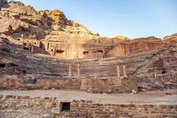 Romersk Teater Den Antika Staden Petra Nabatean Theatre Jordanien Bild — Stockfoto