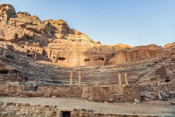 Théâtre Romain Dans Ancienne Ville Petra Théâtre Nabatéen Jordanie Image — Photo