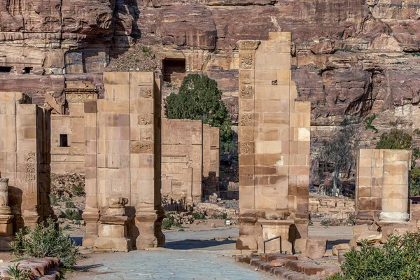 Inträde Till Temple Dushares Unescos Världsarvslista Petra Jordanien Bilder Selektiv — Stockfoto