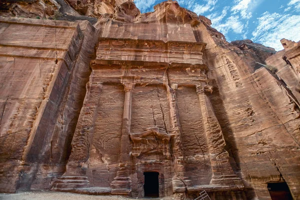 Tumba Tumbas Calle Las Fachadas Petra Las Nuevas Siete Maravillas — Foto de Stock