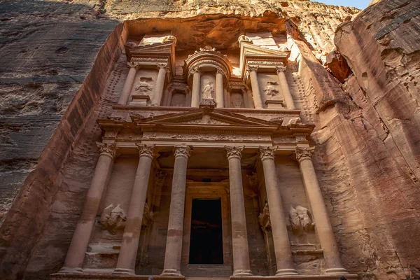 Increíble Mística Mirada Tumba Khazneh Tumba Del Tesoro Petra Jordania — Foto de Stock