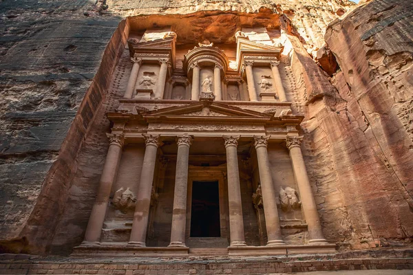 Increíble Mística Mirada Tumba Khazneh Tumba Del Tesoro Petra Jordania — Foto de Stock