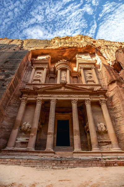 Otrolig Och Mystisk Titt Khazneh Grav Treasury Grav Petra Jordanien — Stockfoto