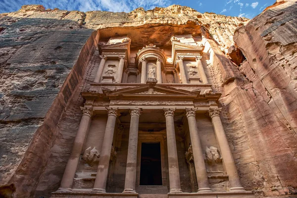 Increíble Mística Mirada Tumba Khazneh Tumba Del Tesoro Petra Jordania — Foto de Stock