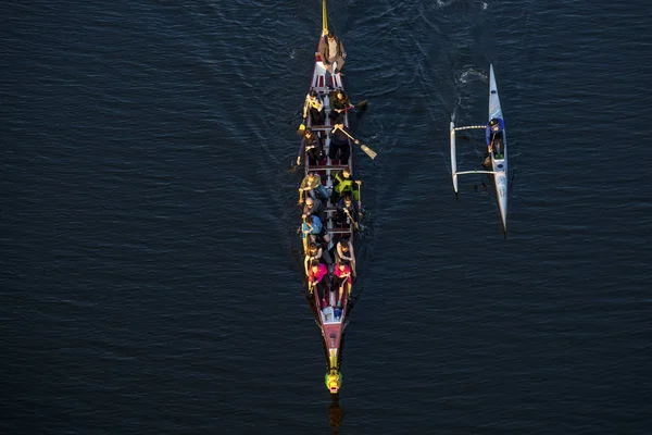 2019 Zhytomyr Oekraïne Kajakken Met Roeiers Zeilen Langs Rivier Atleten — Stockfoto