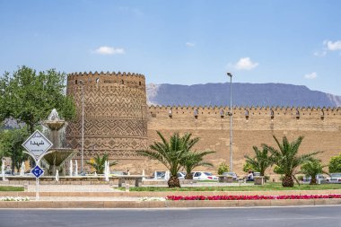 14/05/2019 Şiraz, İran, Fars Eyaleti'nin merkezinde ki Kerim Han Kalesi'nin antik kalesinin görünümü