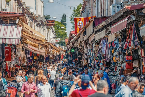2019 Istambul Turquia Rua Lotada Com Muita Gente Grand Bazaar — Fotografia de Stock