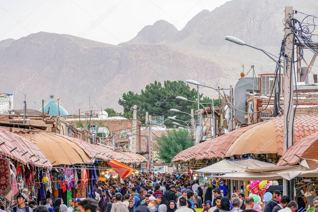 10/05/2019 Kerman, Kerman Province, Iran, popular rows of the traditional Iranian vegetable bazaar
