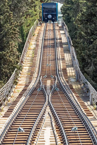 2019 Bakoe Azerbeidzjan Uitzicht Nieuwe Kabelbaan Weg Met Auto Het — Stockfoto