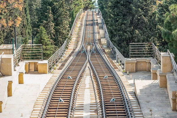 Baku Azerbajdzjan Visa New Funicular Way Centrum Baku Som Går — Stockfoto