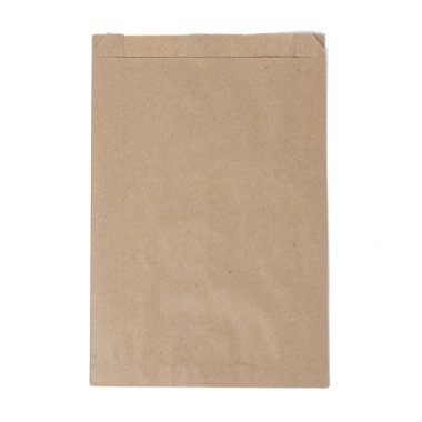 Öğle yemeği veya gıda veya beyaz izole arka plan üzerinde satın alma için Geri dönüşümlü boş kraft kağıt alışveriş çantası Mock-up, üst görünüm