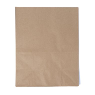 Öğle yemeği veya gıda veya beyaz izole arka plan üzerinde satın alma için Geri dönüşümlü boş kraft kağıt alışveriş çantası Mock-up, üst görünüm