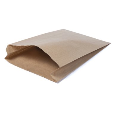 Öğle yemeği veya gıda veya beyaz izole arka plan üzerinde satın alma için Geri dönüşümlü boş kraft kağıt alışveriş çantası Mock-up