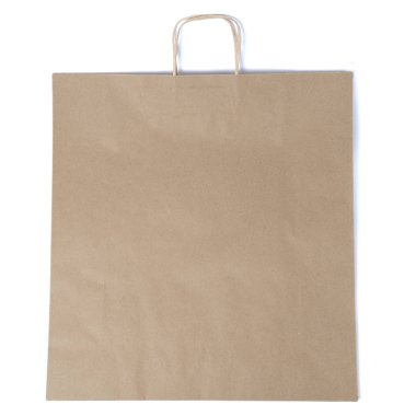 Öğle yemeği veya gıda veya beyaz izole arka plan üzerinde kolları ile alımları için Geri dönüşümlü boş kraft kağıt alışveriş çantası Mock-up