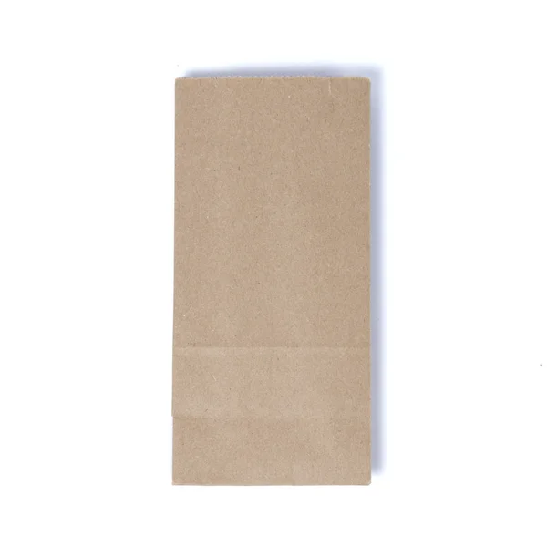 Mock Saco Compras Papel Kraft Branco Reciclado Para Almoço Comida — Fotografia de Stock