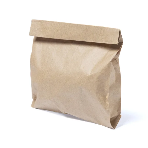 Mock Recycled Blank Kraft Paper Shopping Bag Lunch Food Purchases — Stock Photo, Image