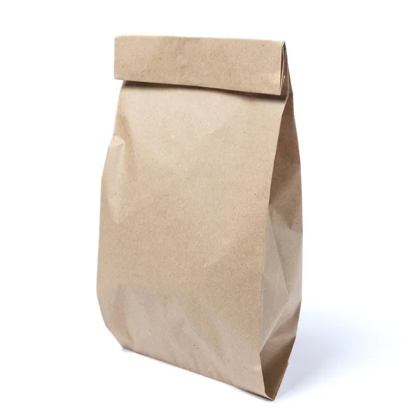 Mock Recycled Blank Kraft Paper Shopping Bag Lunch Food Purchases — Stock Photo, Image