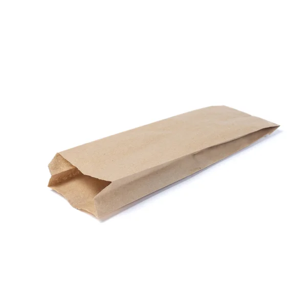 Mock Saco Compras Papel Kraft Branco Reciclado Para Almoço Comida — Fotografia de Stock