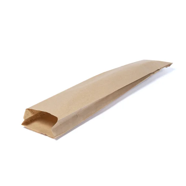 Mock Saco Compras Papel Kraft Branco Reciclado Para Almoço Comida — Fotografia de Stock