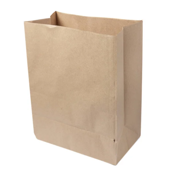 Mock Saco Compras Papel Kraft Branco Reciclado Para Almoço Comida — Fotografia de Stock