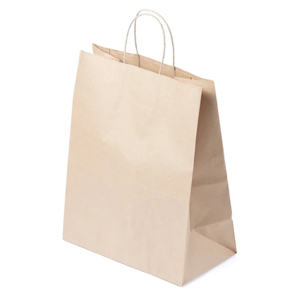 Mock Saco Compras Papel Kraft Branco Reciclado Para Almoço Comida — Fotografia de Stock