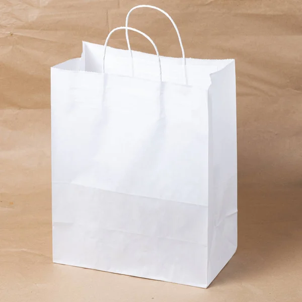 Maquette Papier Kraft Blanc Recyclé Sac Blanc Pour Déjeuner Nourriture — Photo