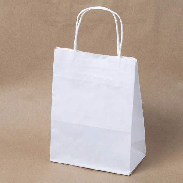 Mock Riciclato Bianco Kraft Carta Shopping Sacchetto Bianco Pranzo Cibo — Foto Stock