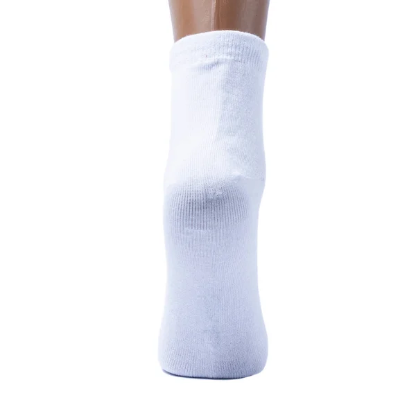 Rückansicht Weißer Socken Auf Isoliertem Weißem Hintergrund — Stockfoto