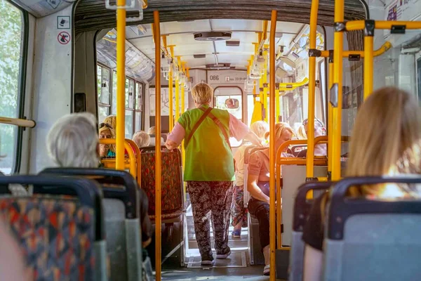 Zhytomyr Ukraine 2019 Salon Avec Passagers Dans Vieux Trolley Soviétique — Photo