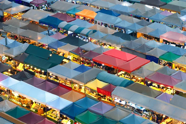 2020 Bangkok Tailandia Vista Superior Del Mercado Nocturno Trenes Ratchada — Foto de Stock