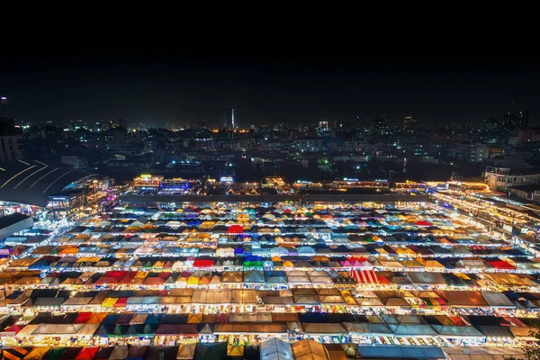 2020 Bangkok Tajlandia Top View Train Night Market Ratchada Talad — Zdjęcie stockowe