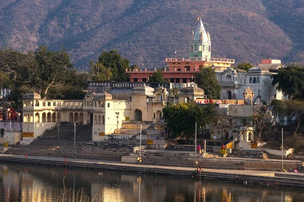 2020 Pushkar Índia Vista Cidade Lago Pushkar Sarovar Rajasthan Centro — Fotografia de Stock