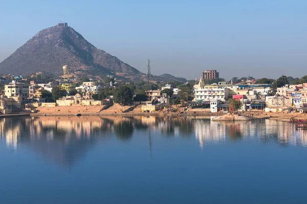 2020 Pushkar Índia Vista Cidade Lago Pushkar Sarovar Rajasthan Centro — Fotografia de Stock