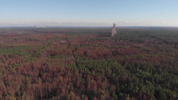 Luftaufnahme Der Sowjetischen Duga Raketenabwehrradarstation Der Nähe Der Stadt Tschernobyl — Stockvideo