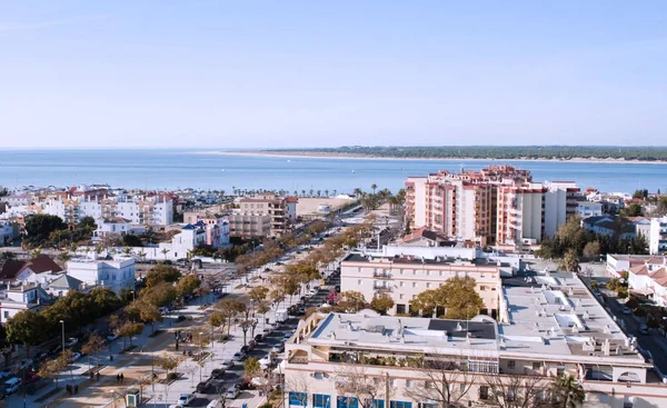 Letecký Pohled Město Sanlucar Barrameda Můžete Vidět Hlavní Aleji Která — Stock fotografie