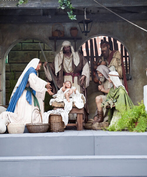 Nativity scene in St. Joseph, the Virgin Mary and the Child God 