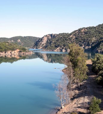 Yansıyan dağlarla çevrili Nehri