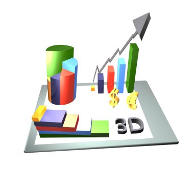 3D iş grafik tablet bir ok ile