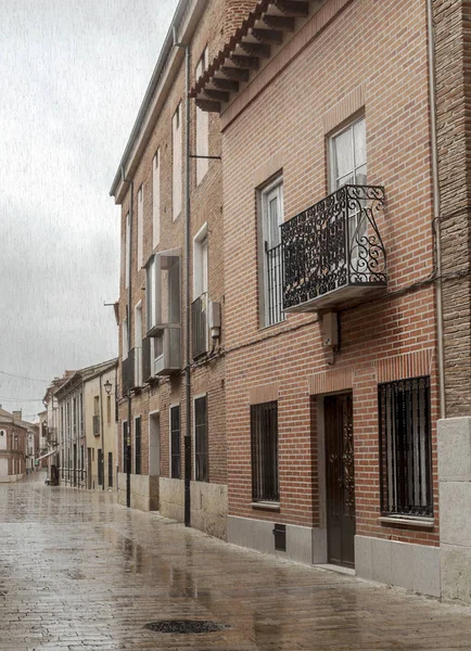 Alaejos Utca Valladolidban Egy Esős Napon — Stock Fotó