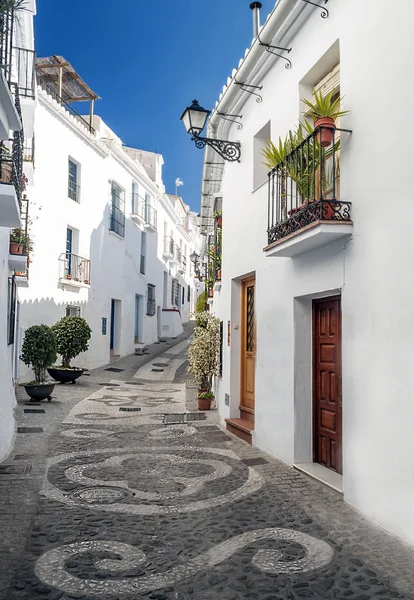 Rua Paredes Brancas Uma Aldeia Andaluzia Chamada Frigiliana — Fotografia de Stock