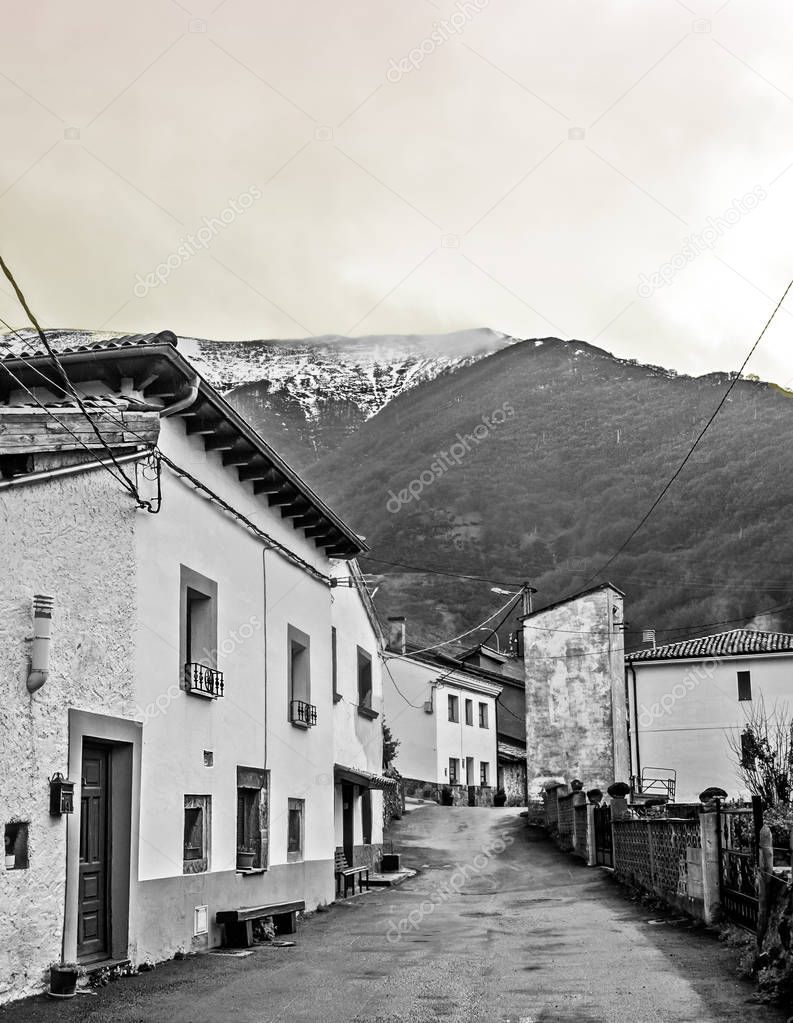 Pajares village in Asturias, Spain