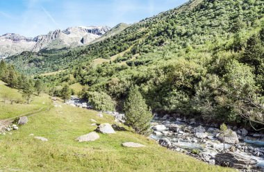 Pirenes dağlarındaki Benasque vadisinde bir nehir.