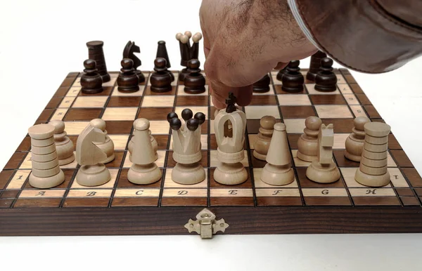 Schachfiguren Auf Einem Holzbrett — Stockfoto