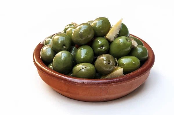 Aceitunas Rodeadas Fondo Blanco — Foto de Stock