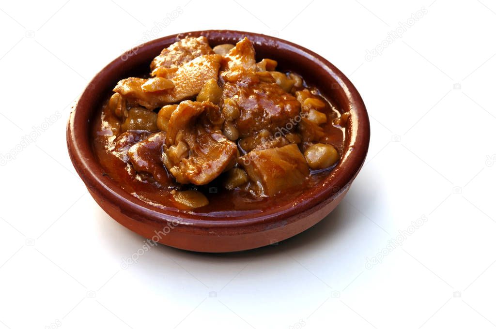 Spanish callos  surrounded by white background