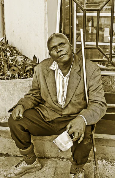 Nairobi Kenya May 2014 Blind Man Street Portrait African American — Stock Photo, Image